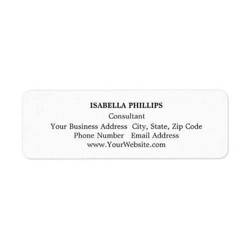 Professional White Minimalist Plain Creative Label