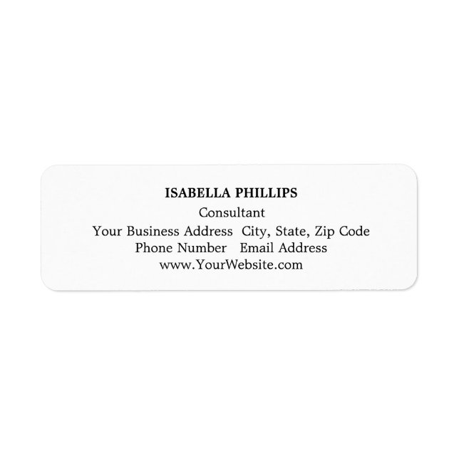 Professional White Minimalist Plain Creative Label (Front)