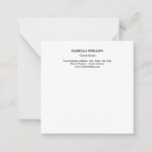 Professional White Minimalist Plain Creative Note Card