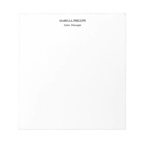 Professional White Minimalist Plain Creative Notepad