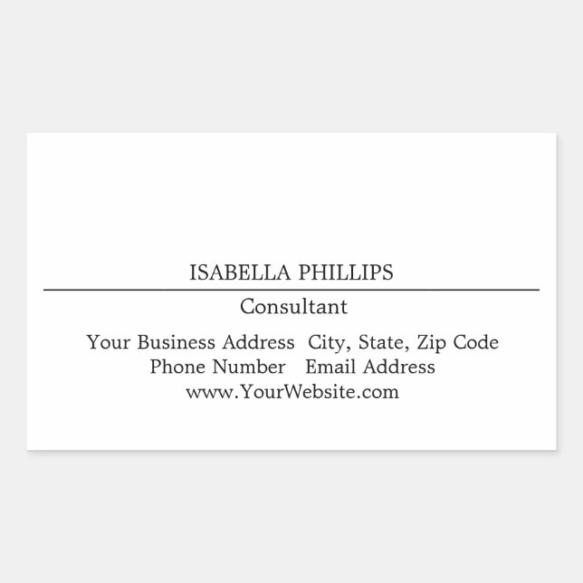 Professional White Minimalist Plain Creative Rectangular Sticker (Front)