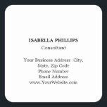 Professional White Minimalist Plain Creative Square Sticker<br><div class="desc">Easy Editing Tools. Different Card Types and Sizes,  Color and Font Choices.</div>