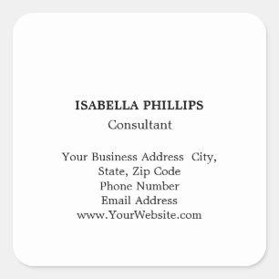 Professional White Minimalist Plain Creative Square Sticker