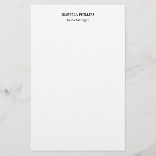 Professional White Minimalist Plain Creative Stationery