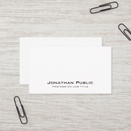 Professional White Modern Clean Plain Elegant Business Card