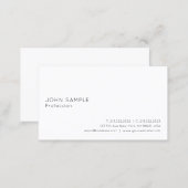 Professional White Modern Elegant Sleek Plain Business Card (Front/Back)
