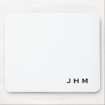 Professional White Monogram Initials Mouse Pad<br><div class="desc">Personalized mousepad features a simple minimalist monogrammed design in a modern black and white color palette. Custom monogram initials presented in simple modern font in the lower right hand corner. A stylish modern personalized mouse pad for your your home office, work space area, or an elegant office gift. This stylish...</div>
