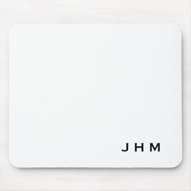 Professional White Monogram Initials Mouse Pad (Front)