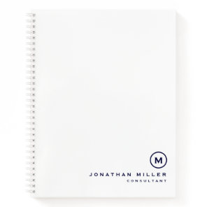 Professional White Navy Monogram Notebook