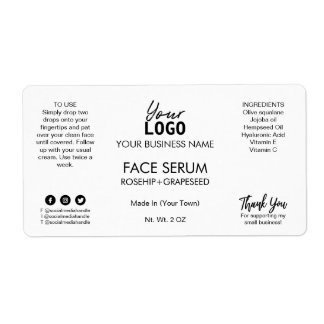 Professional White Oil Serum Labels