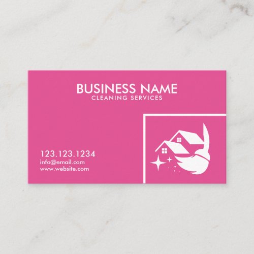 Professional White  Pink House Cleaning Service Business Card