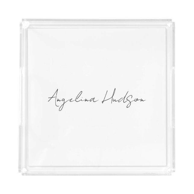 Professional White Plain Creative Chic Calligraphy Acrylic Tray (Front)