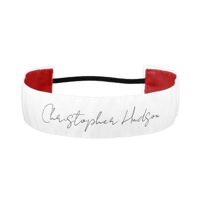Professional White Plain Creative Chic Calligraphy Athletic Headband (Front)