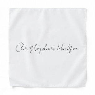 Professional White Plain Creative Chic Calligraphy Bandana