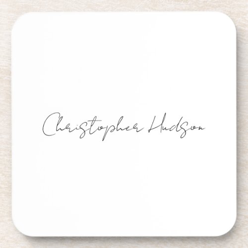 Professional White Plain Creative Chic Calligraphy Beverage Coaster