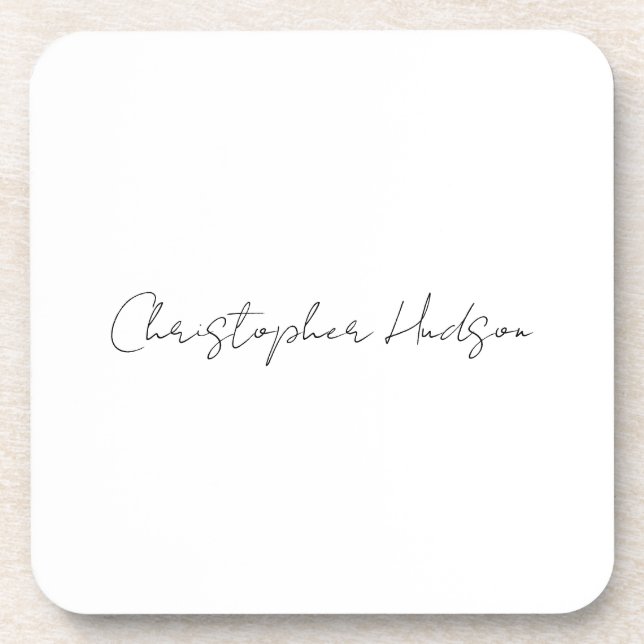 Professional White Plain Creative Chic Calligraphy Beverage Coaster (Front)