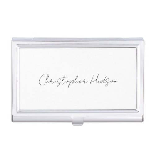 Professional White Plain Creative Chic Calligraphy Business Card Case