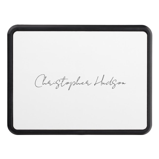 Professional White Plain Creative Chic Calligraphy Hitch Cover (Front)