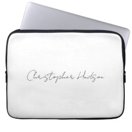 Professional White Plain Creative Chic Calligraphy Laptop Sleeve