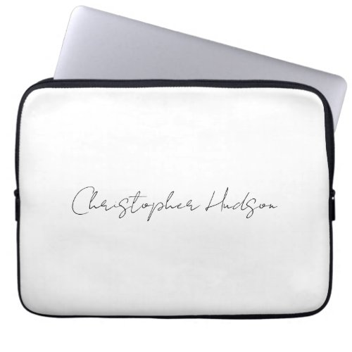 Professional White Plain Creative Chic Calligraphy Laptop Sleeve