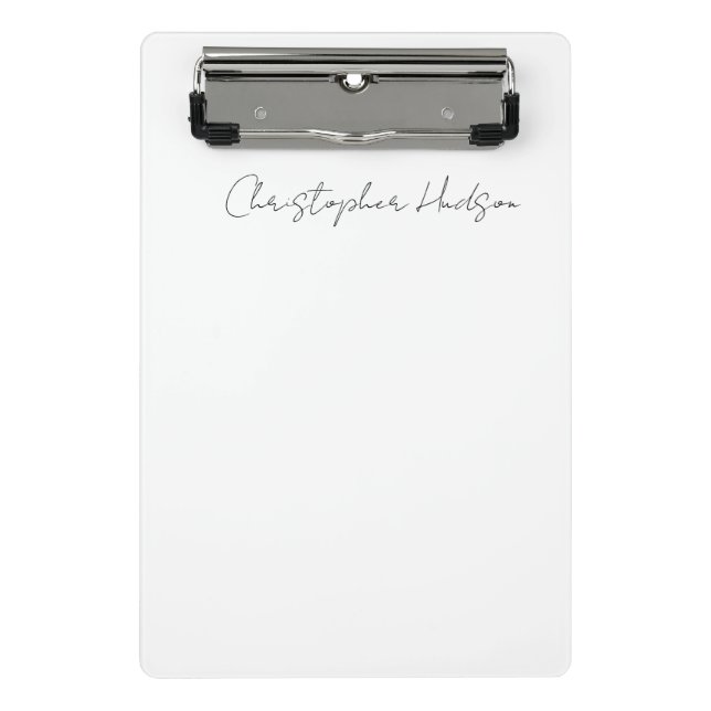 Professional White Plain Creative Chic Calligraphy Mini Clipboard (Front)