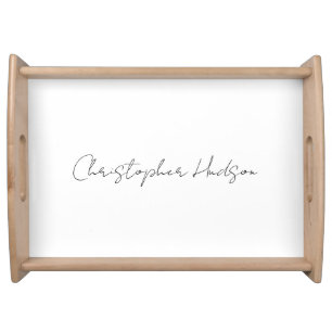 Professional White Plain Creative Chic Calligraphy Serving Tray