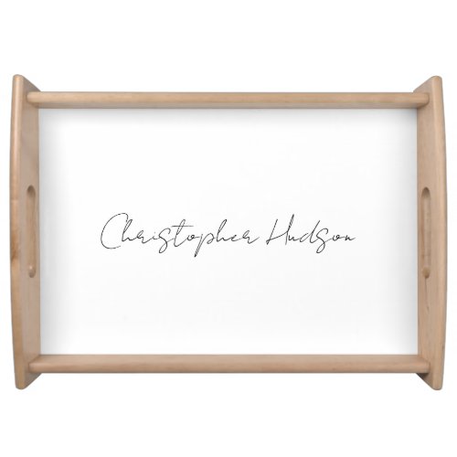 Professional White Plain Creative Chic Calligraphy Serving Tray