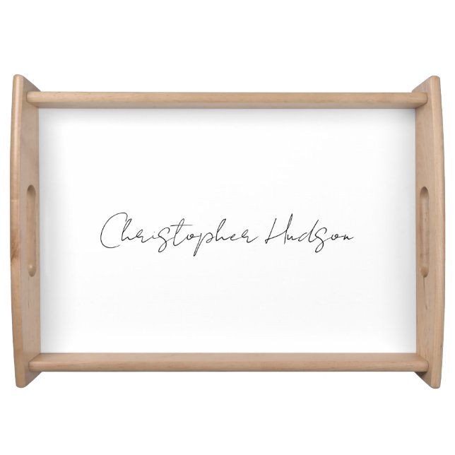 Professional White Plain Creative Chic Calligraphy Serving Tray (Front)
