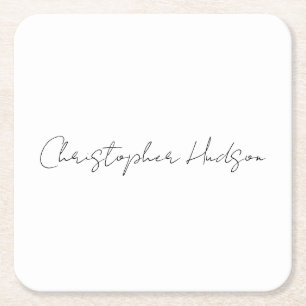 Professional White Plain Creative Chic Calligraphy Square Paper Coaster