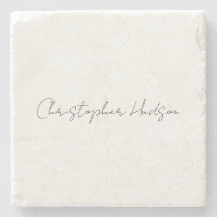Professional White Plain Creative Chic Calligraphy Stone Coaster