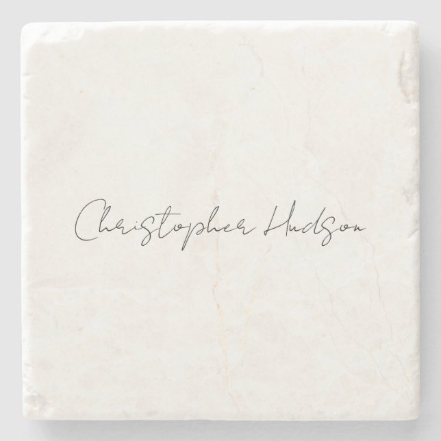 Professional White Plain Creative Chic Calligraphy Stone Coaster (Front)