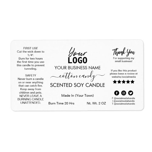 Professional White Scented Soy Candle Label