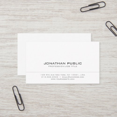 Professional White Simple Plain Modern Elegant Business Card