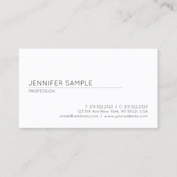 Professional White Sleek Elegant Design Modern Business Card by art_grande at Zazzle