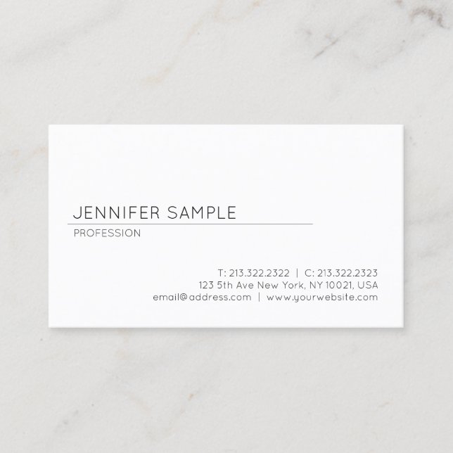 Professional White Sleek Elegant Design Modern Business Card (Front)