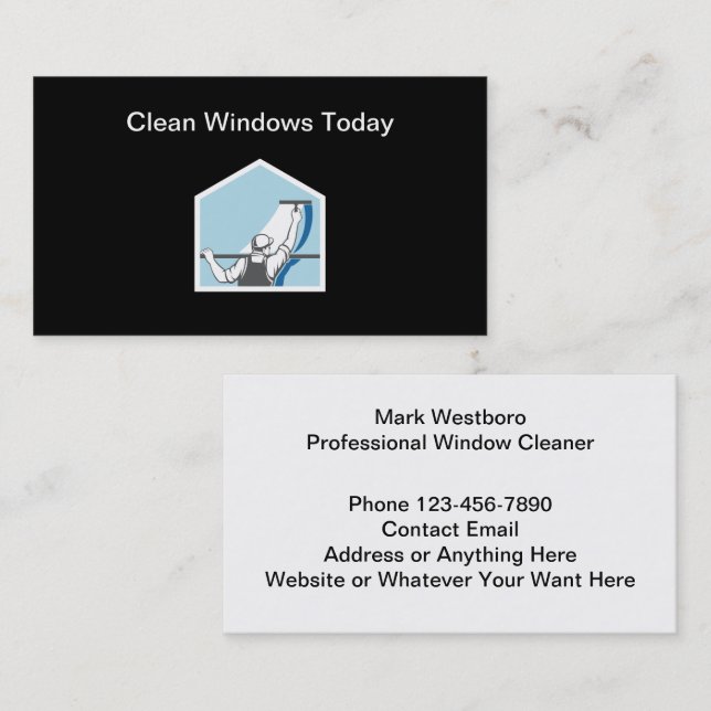 Professional Window Washer Theme Business Cards (Front/Back)