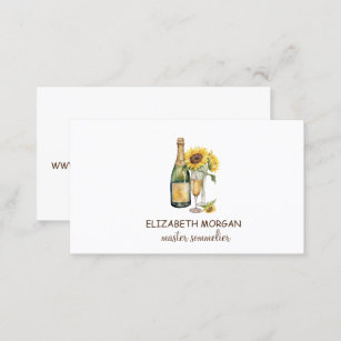 Professional Wine Glass,Bottle,Sunflowers Business Card