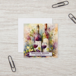 Professional Wine Stain Wine Glass Wine Sommelier Square Business Card