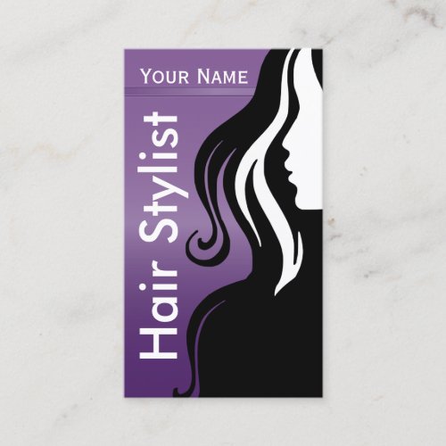 Professional Woman Salon Hair Stylist  Purple Business Card