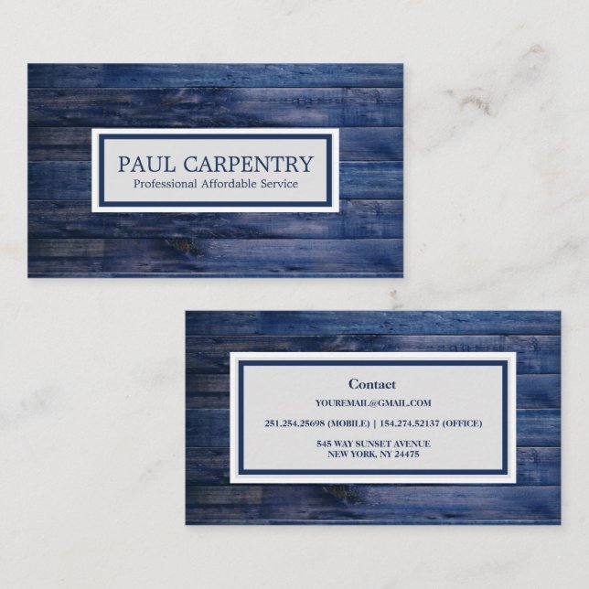 Professional Wood Carpenter Business Card (Front/Back)