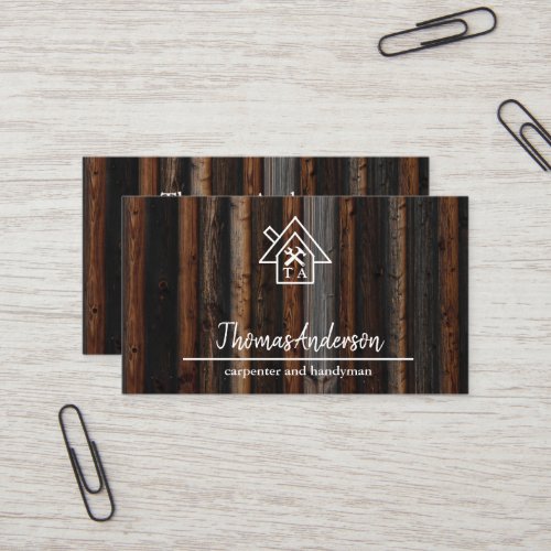 Professional Wood Construction Handyman Carpenter  Business Card