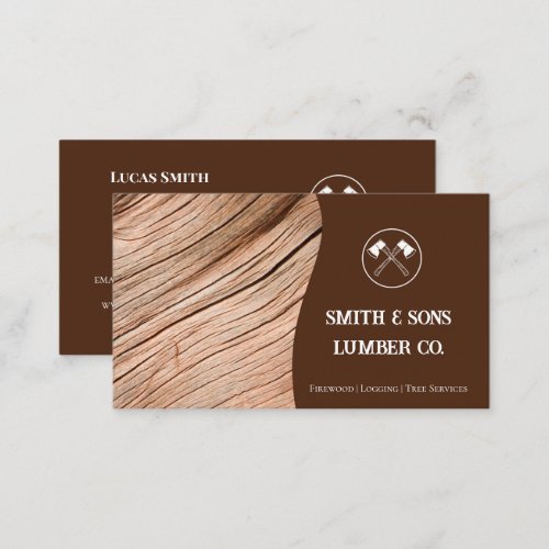 Professional Wood Grain Axe Logo Lumber Company Business Card