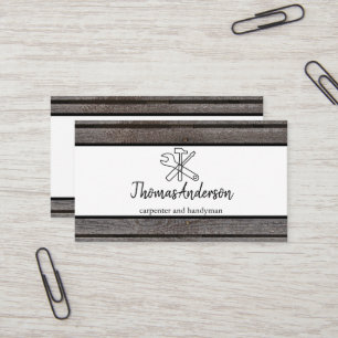 Professional Wood Grain Rustic Carpentry Business Card