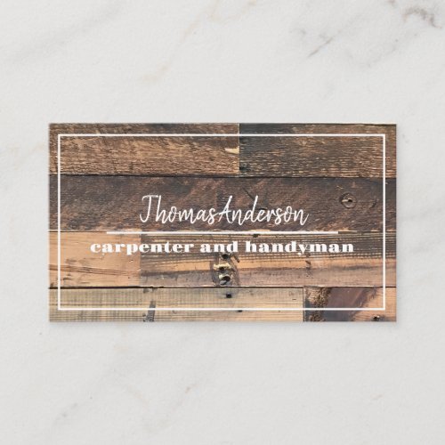 Professional Wood Grain Rustic Carpentry Business Card