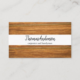 Professional Wood Grain Rustic Carpentry Business Card