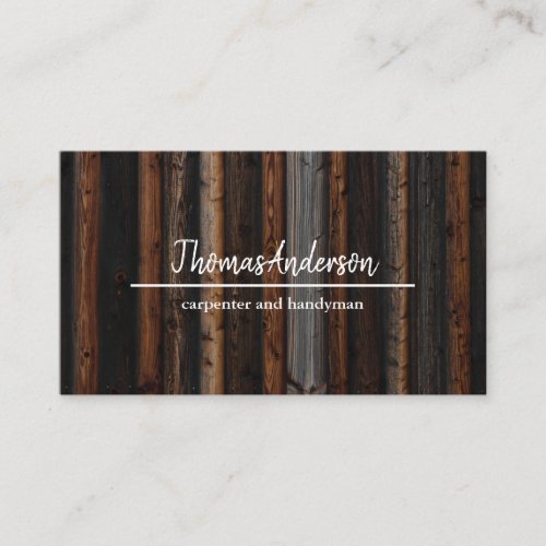 Professional Wood Grain Rustic Carpentry Business Card