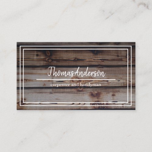 Professional Wood Grain Rustic Carpentry Business Card