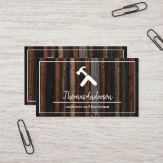 Professional Wood Grain Rustic Carpentry Business Card
