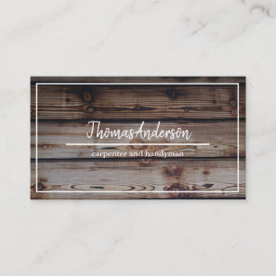 Professional Wood Grain Rustic Carpentry Business Card
