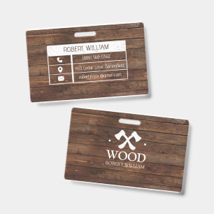 Professional Woodworker Dark Wood Carpenter Cust Badge